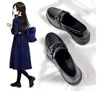 DQS Japonais Lolita Chaussures Anime Cosplay Femmes Chaussures Fille JK Uniforme Kawaii Harajuku en Cuir Noir étanche Arc Talons Hauts