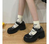 DQS Petites Chaussures en Cuir Femmes 2021 modèles de Printemps Chaussures Mary Jane Femmes Talons Hauts Japonais Chaussures à Plateforme rétro Femmes
