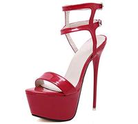 DQS Sandales à Talons Hauts en Cuir 16cm Chaussures à décapant été Sexy Chaussures de fête de Mariage Femmes Gladiateur Plate-Forme Sandales