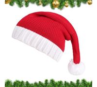 Dqsgiqe Bonnet de Père Noël tricoté - Bonnet de Noël rouge avec pompon - Bonnet d'hiver - Pour les vacances, les fêtes, les sociétés, la famille, les fêtes d'hiver, l'intérieur et l'extérieur