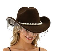 Dqsgiqe Chapeau De Cowboy À Paillettes Scintillantes - Large Bord Étincelant Et De Mode Tendance - Chapeau De Cowgirl Western Avec Paillettes Et Strass,Pour Mariage Fête Cosplay Séance Photo Femmes