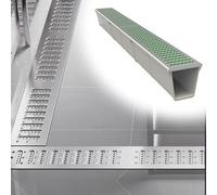 DQSPDBD Kit de vidange de tranchée en acier inoxydable avec couvercles de grille amovibles pour drainage sous le pont - Idéal pour cour, béton, jardin, allée, garage