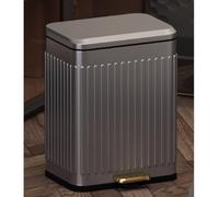 DQSPDBD Poubelle d'intérieur avec couvercle à fermeture amortie, anti-traces de doigts, design luxueux en acier inoxydable, poubelle rétro à pédale pour cuisine et bureau