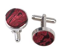 DQT Boutons de manchette avec tissu jacquard Différentes couleurs disponibles - rouge - Taille Unique