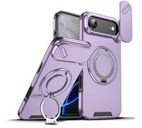 Dqtaoply Coque pour iPhone 17 Air avec Caméra Protection Étui, Silicone TPU + PC Militaire Protection Case avec 360° Anneau Rotatif Support Housse pour iPhone 17 Air - Violet