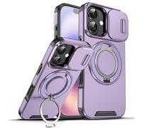 Dqtaoply Coque pour iPhone 17 avec Caméra Protection Étui, Silicone TPU + PC Militaire Protection Case avec 360° Anneau Rotatif Support Housse pour iPhone 17 - Violet