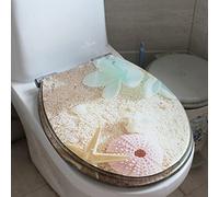 DQZRTUECA Abattant et abattant WC en résine à fermeture douce, série Ocean, effet 3D, coquillages et sables, for type U/V/O(17)