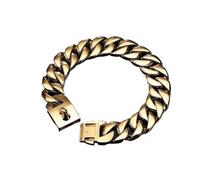 DQZRTUECA Acier Inoxydable 316L Robuste et sécurisé, Boucle à Pression sécurisée, Collier à maillons cubains for Grands Chiens(Gold,26'')