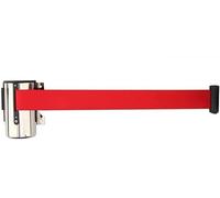 DQZRTUECA Barrière de contrôle des foules, fixation murale, ruban rétractable en acier inoxydable, ceinture rouge, 3 m