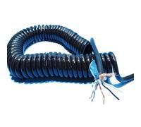DQZRTUECA Câble réseau rétractable en spirale à ressort 10 conducteurs, double blindage 20 AWG, extensible de 1 à 15 mètres(Stretch 14 meter)