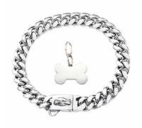DQZRTUECA Chaîne cubaine en métal argenté et doré, Collier for Chien de Compagnie en Acier Inoxydable Robuste for Chiots de Petite, Moyenne et Grande Taille(Silver,14inch)