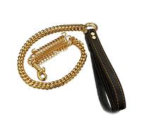 DQZRTUECA Chaîne de Cheval cubaine en métal doré Solide de 3 Pieds, Ceinture de sécurité for Chien en Acier Inoxydable, Tampon à Ressort, économiseur d'effort, poignée en Cuir, Laisse for Chien
