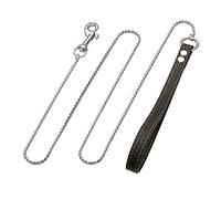 DQZRTUECA Chaîne de Dressage for Animaux de Compagnie de Laisse de chaîne de Serpent d'acier Inoxydable de 4 mm, Laisse de Chien en métal avec poignée rembourrée en Cuir, adaptée aux Chiens de Taille