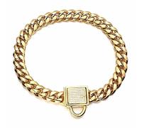 DQZRTUECA Collier de chaîne de chien Collier de chaîne de chien en or, collier de chiot à maillons cubains de 14 mm de large en acier inoxydable avec collier d'étranglement Bling Diamond Lock for chie