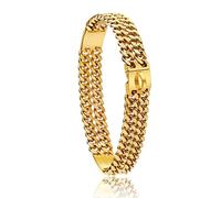 DQZRTUECA Collier de chaîne en métal for Chien, Collier de Marche en métal, Double rangée de 12mm de Large, Collier de chaîne chiffré en Or, Conception de Laisse, Boucle de sécurité(24 inches)