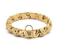 DQZRTUECA Collier de chaîne for Chien avec Boucle Solide et Robuste de 32 mm d'épaisseur en Acier Inoxydable en métal doré à maillons cubains for Grands Chiens(Gold,32mmx30cm)
