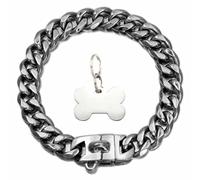 DQZRTUECA Collier de chaîne for chien avec étiquette de chien, chaîne à maillons cubains en acier inoxydable, solide, résistant à la mastication, collier d'entraînement à la marche, 10 pouces à 26 pou