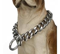 DQZRTUECA Collier de chaîne for chien Collier de chien à chaîne cubaine robuste, 19 mm de large, maillons métalliques épais en acier inoxydable, chaîne coulissante, collier de dressage de luxe(16inch)