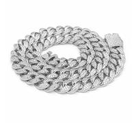 DQZRTUECA Collier de chaîne for Chien personnalisé, chaîne à maillons cubains en Acier Inoxydable Solide avec Diamant, Convient aux Chiens de Petite, Moyenne et Grande Taille, 20 mm de Large(9inch)