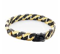 DQZRTUECA Collier de Chien à maillons de chaîne cubain Robuste de 32 mm de Large avec Boucle en Acier, Collier de Dressage de Chien en métal en Acier Inoxydable Solide(18inch)
