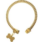 DQZRTUECA Collier de Marche Robuste for Chien, chaîne en Acier Inoxydable de 10mm de Large, Collier d'entraînement à mâcher Robuste for Chiens de Petite, Moyenne et Grande Taille(Gold,16 inches)