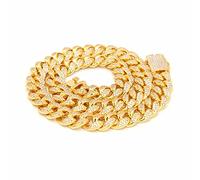 DQZRTUECA Collier for Chien, chaîne à maillons cubains en Acier Inoxydable Solide avec Diamant, adapté aux Chiens de Petite, Moyenne et Grande Taille, 20mm de Large(16inch)