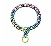 DQZRTUECA Colliers for chiens for chiens de taille moyenne, collier for chien à chaîne à maillons cubains de 15 mm d'épaisseur, collier for chien à chaîne en or plaqué multicolore robuste et résistant