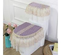 DQZRTUECA Ensemble couvercle de réservoir et couvercle de toilette avec pompons en dentelle brodée et motif floral multicolore(Orange)