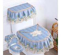 DQZRTUECA Ensemble de couvercles de toilettes en dentelle multicolore, ajustement universel(Blue)