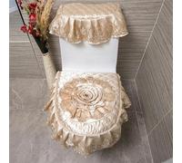 DQZRTUECA Ensemble de housse de siège et de réservoir de toilette en dentelle brodée de fleurs multicolores avec fermeture éclair(Rice)