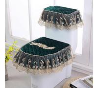 DQZRTUECA Ensemble de housse de toilette universelle avec broderie en dentelle et fermeture éclair multicolore(Green)