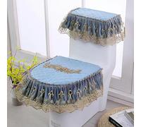 DQZRTUECA Ensemble de housse de toilette universelle avec broderie en dentelle et fermeture éclair multicolore(Blue)