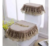 DQZRTUECA Ensemble de housse de toilette universelle avec broderie en dentelle et fermeture éclair multicolore(Coffee Color)