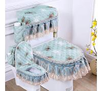 DQZRTUECA Ensemble de housse de toilette universelle avec poche et motif en dentelle multicolore(Green)
