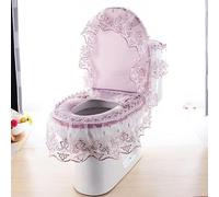 DQZRTUECA Ensemble de housses de siège de toilette, housses de réservoir, housses de siège ...(Pink)