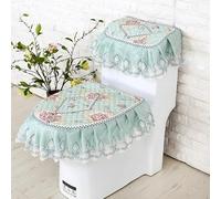 DQZRTUECA Ensemble de housses de siège de toilette, housses de siège de réservoir, motif diamant, broderie en dentelle café multicolore(Green)