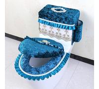 DQZRTUECA Ensemble de housses de siège de toilette multicolores avec poche et coussinets chauffants(Storage Blue)