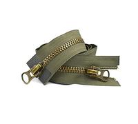 DQZRTUECA Fermeture éclair à double curseur en métal 8#, 70-120 cm, for couture, bricolage, vert armée/noir(Army Green,70cm)