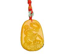DQZRTUECA Pendentif unisexe en topaze de maïs Huanglong, licorne Xianbao, 52 x 40 x 10 mm