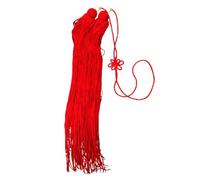 DQZRTUECA Pompon d'épée chinoise en soie avec perles blanches et transparentes for épée de Tai Chi multicolore(Red)