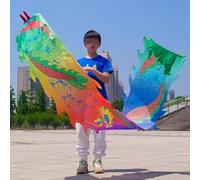 DQZRTUECA Ruban Poi de Danse du Dragon avec tête de Dragon, Multicolore, 2 à 5 m(Colorful,5 m/16.4ft Long)