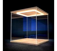 DQZRTUECA Vitrine en Acrylique avec éclairage LED et Base en Bois, Plusieurs Tailles(20x20x30cm(8x8x12in))