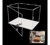 DQZRTUECA Vitrine en Acrylique de 3 mm avec Serrure, Base en PVC Blanc Transparent, Plusieurs Tailles(15x15x20cm(6x6x8in))