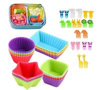 DQZSY Lot de 44 moules en silicone réutilisables, décorations pour bento, muffins, cupcakes, moules à pâtisserie, respectueux de l'environnement