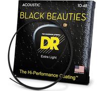 DR BKA-10 - Black Beauties - Black, jeu guitare acoustique, Extra Light 10-48
