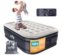 Dr. air Matelas gonflable complet avec pompe intégrée, matelas gonflable surélevé de 45,7 cm - Design nid d'abeille maximum de 272,2 kg, gonflage en 3 minutes, dessus velouté imperméable, idéal pour