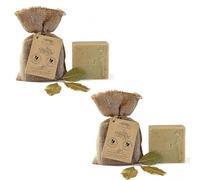 Dr.Ancient Barre de savon d'Alep à l'huile de laurier%40 et à l'huile d'olive%60 Bio Naturel Végétalien Traditionnel Fait à la main Antique (Lot de 2)