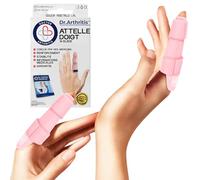 Dr. Arthritis - Attelle Doigt Rembourrée, Attelle Petit Doigt Cassé, Index, Majeur, Annulaire, Redresse, Immobilise, Guide Conçu par des Médecins Inclus [2 Unités, Noir, S/M]