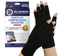 Dr. Arthritis Gants Arthrose Conçus par des Médecins, Orthese Pouce, Soulagement des Douleurs des Mains, Attelle Pouce Homme Femme pour Soutien des Poignets [Taille L, Noir, 1 Paire]