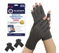 Dr. Arthritis Gants Arthrose Conçus par des Médecins, Orthese Pouce : Soulagement des douleurs des mains, Attelle Pouce Homme Femme pour Soutien des Poignets [Taille XS, Gris, 2 Paire de Mitaine]